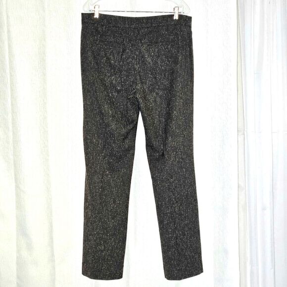 Elevenses Gray Brown Tweed Wide Leg Button Accent Zip Front Dressy Trouser Pants - Picture 3 of 15